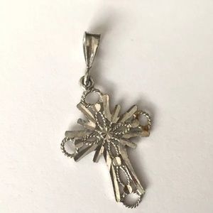 Vintage Necklace Pendant STERLING Silver 925 Cross